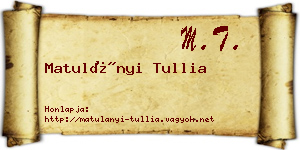 Matulányi Tullia névjegykártya